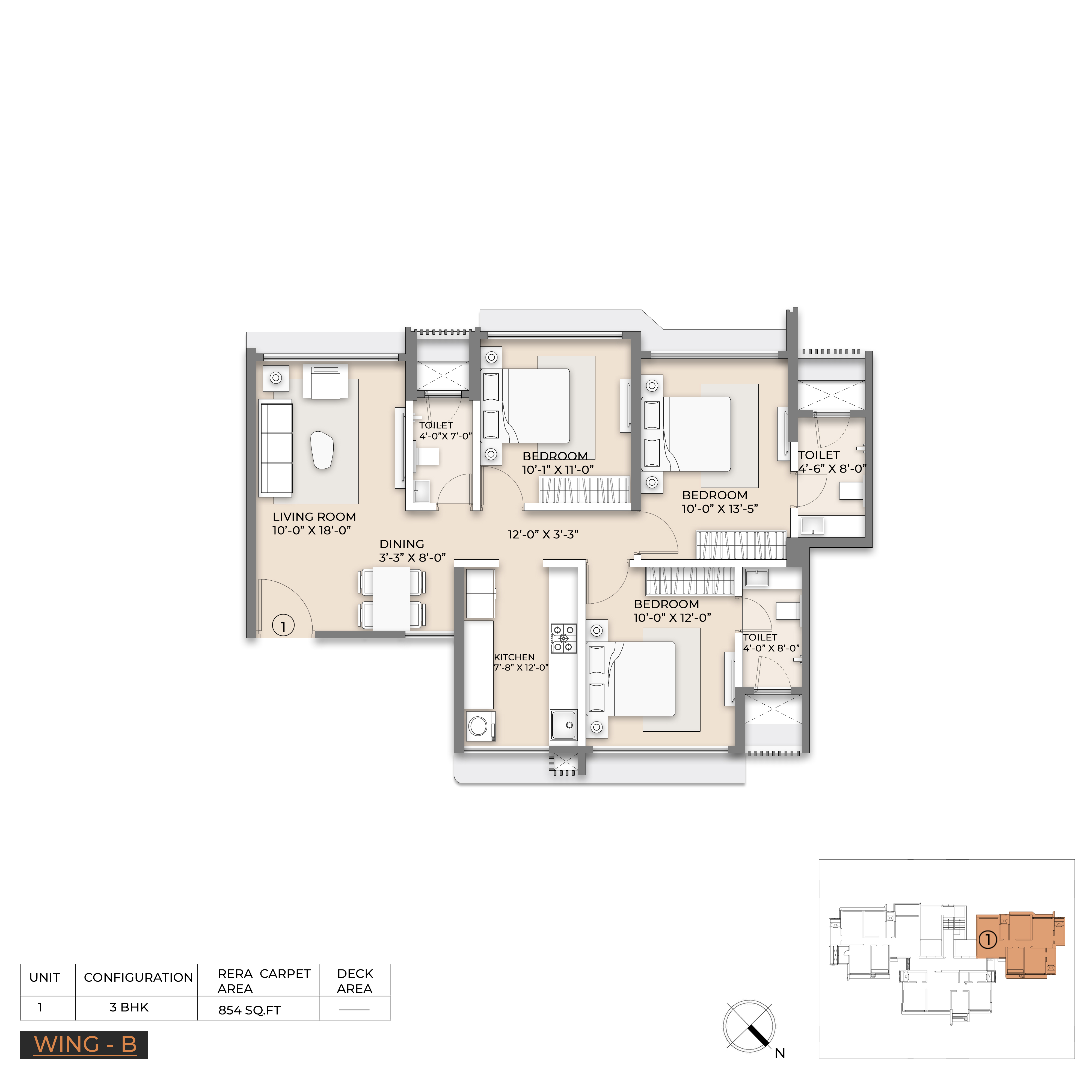 3 BHK Floor Plan
